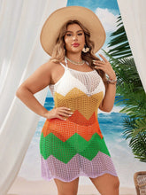 Saída de Praia Feminina Tricotada em Blocos de Cores - Helena