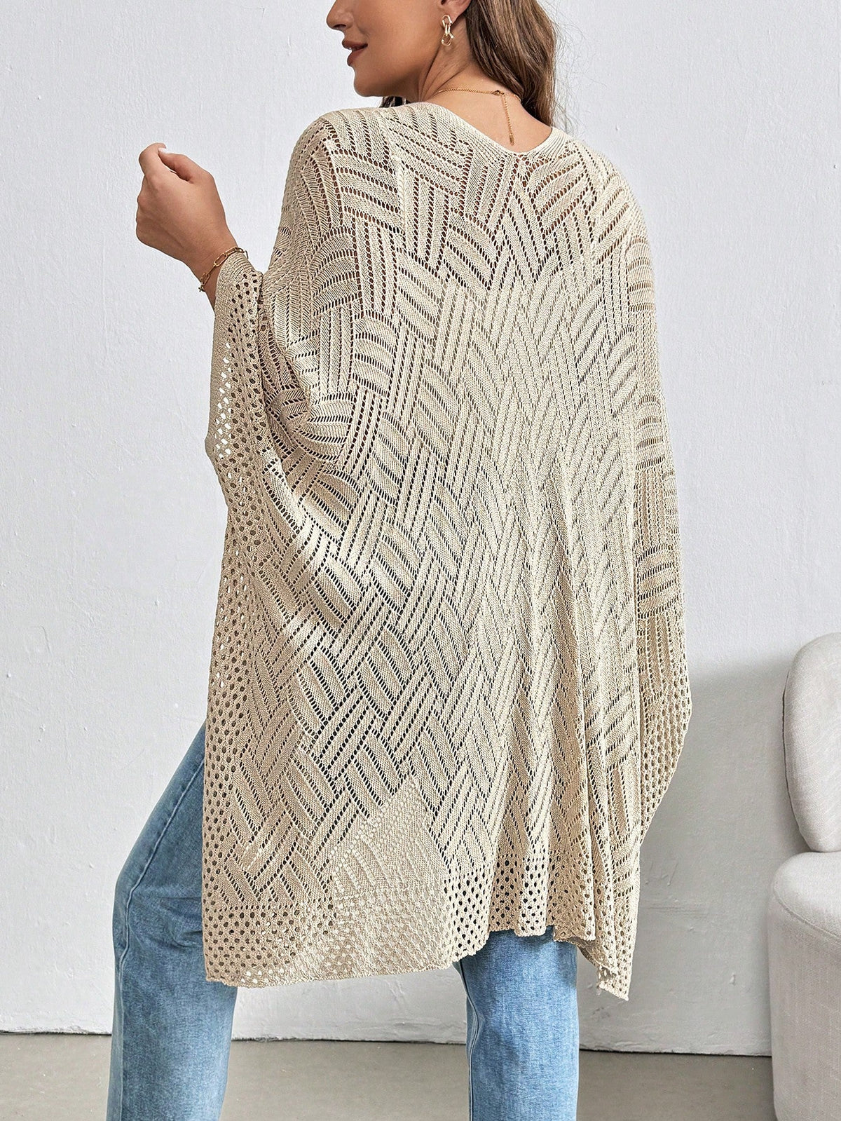 Cardigan Feminina de Praia com Efeito Vazado Nicole