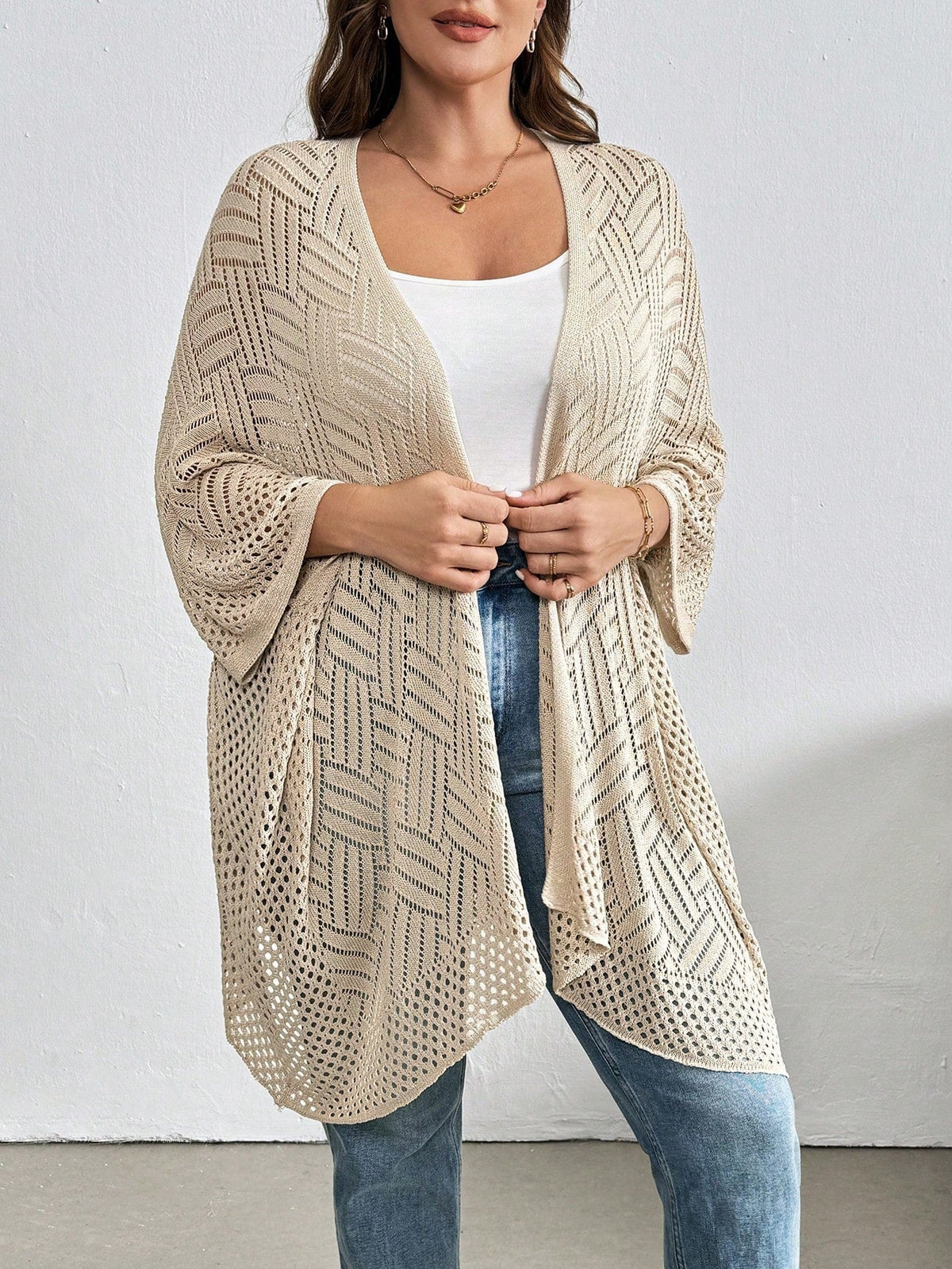 Cardigan Feminina de Praia com Efeito Vazado Nicole