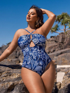 Maiô Feminino com Estampa Tropical e Decote Halter