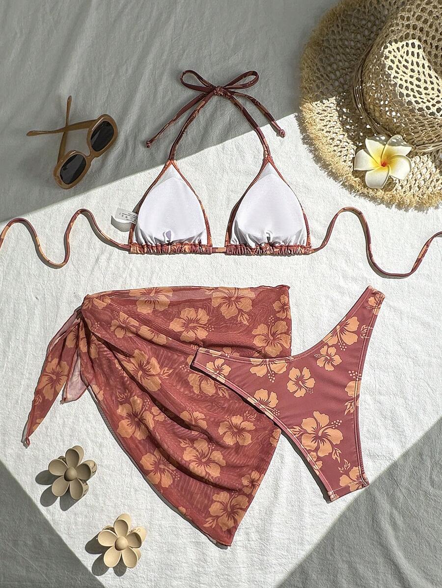 Conjunto Praia Hibiscus 3 Peças