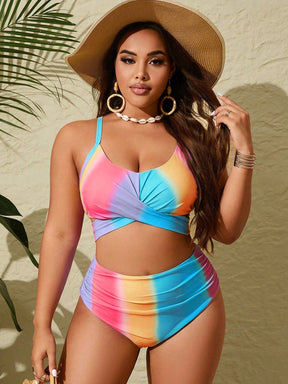 Biquini feminino colorido cintura alta