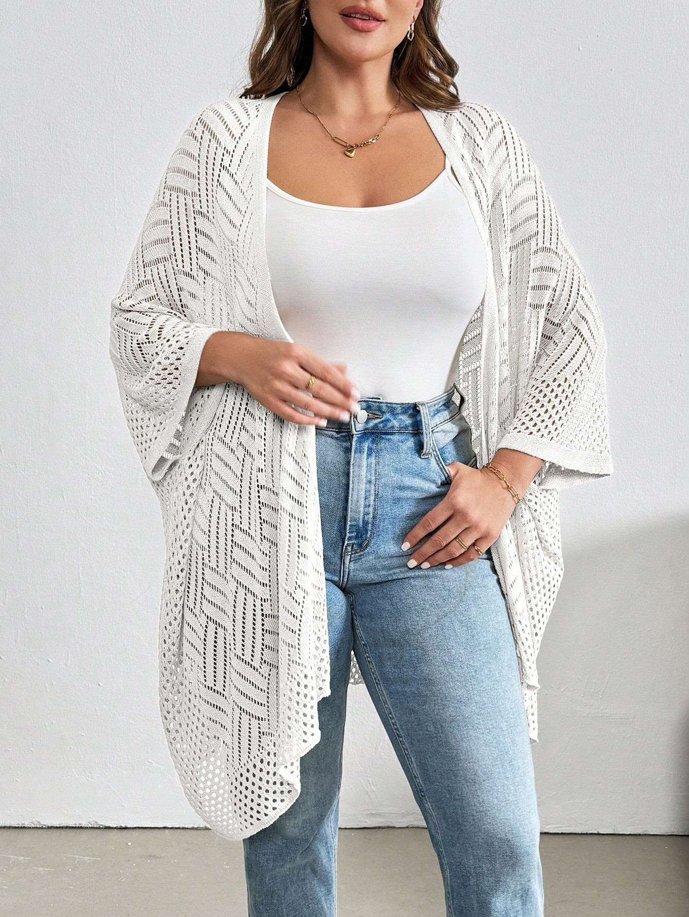 Cardigan Feminina de Praia com Efeito Vazado Nicole