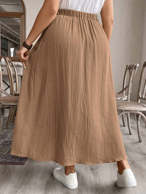 Saia Feminina de Algodão Comprimento Médio com Botões - Rossela