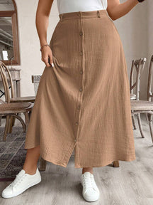Saia Feminina de Algodão Comprimento Médio com Botões - Rossela