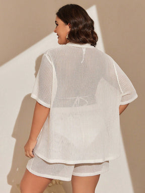 Conjunto de 2 Peças Feminino de Praia com Modelagem Solta e Shorts de Cobertura - Dália