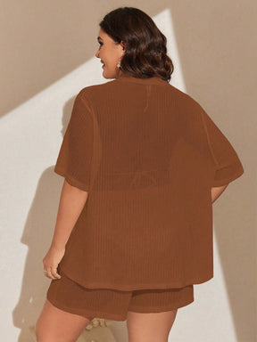 Conjunto de 2 Peças Feminino de Praia com Modelagem Solta e Shorts de Cobertura - Dália