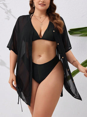 Saída de Praia Kimono feminino com Botões e Ajuste na Lateral com Cordão - Zoe