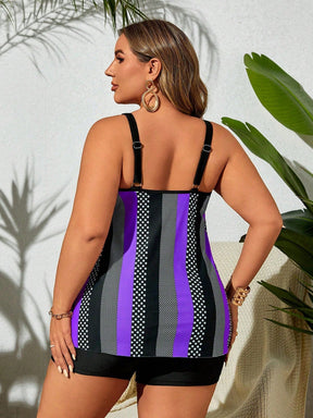 Tankini Feminino com Estampa de Bolinhas e Listras